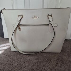COACH Cream Leather Tote with Gold Hardware